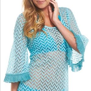 Mid Pie Marlee Fringed Cover Up Blue size Small